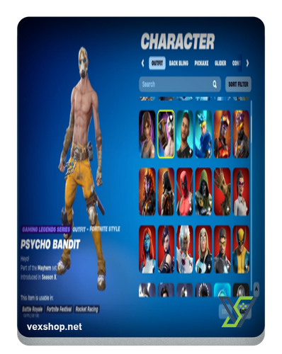 شراء حساب فورت نايت IPSYCHO BANDIT, IKONIK, GALAXY, GLOW [وصول كامل] 