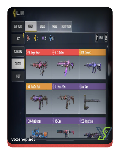 شراء حساب كود موبايل 10CP لفل:350 - 2 ميثك  1 ليجند  155 إبيك [وصول كامل]