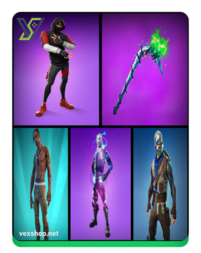 شراء حساب فورت نايت Ikonik - Travis - Galaxy - Blue Squire - Minty Axe [وصول كامل]