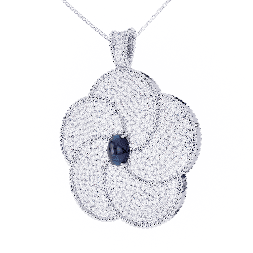 BLOOMY NECKLACE FULL DIAMONDS/SAPPHIRE