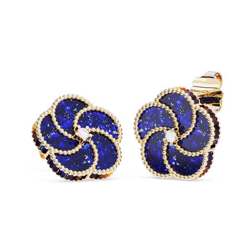 BLOOMY EARRINGS LAPIS/DIAMONDS