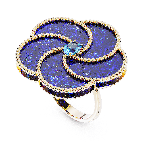 BLOOMY RING LAPIS/TOPAZ