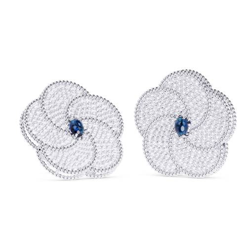 BLOOMY EARRINGS FULL DIAMONDS/SAPPHIRE