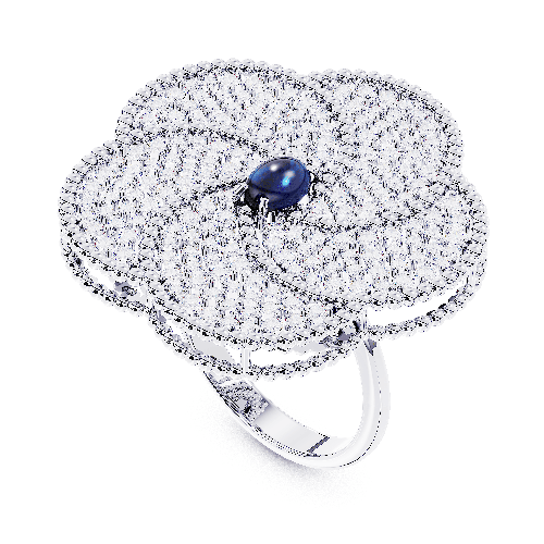 BLOOMY RING FULL DIAMONDS/SAPPHIRE