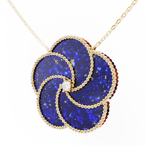BLOOMY NECKLACE LAPIS/DIAMOND