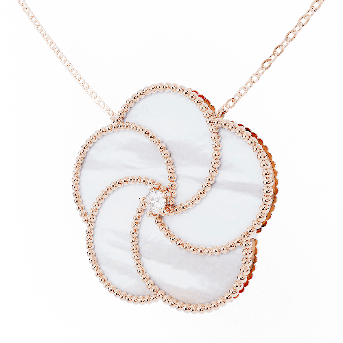 BLOOMY NECKLACE MOTHER OF PEARL/DIAMOND
