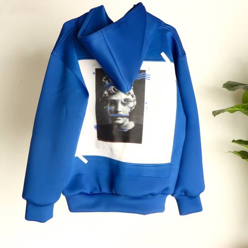 blue hoodie