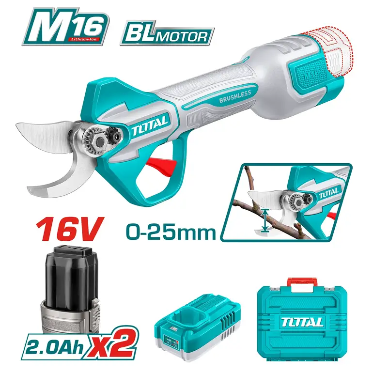 مقص اغصان  16V  بطارييتين و شاحن   TSSLI162582 توتال 