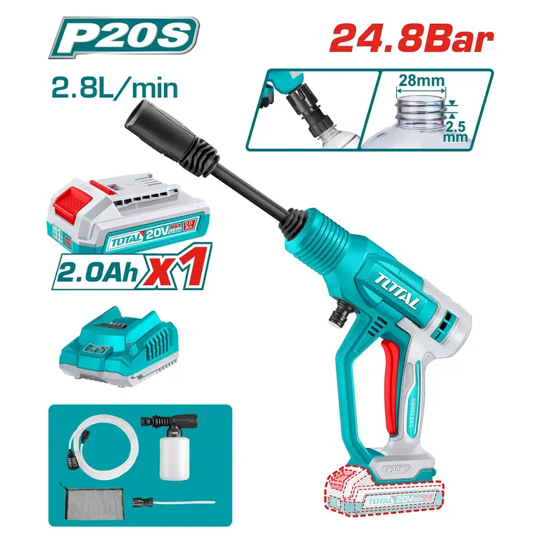 مسدس غسيل بطارية 20V 24.8BAR بطارية واحدة و شاحن   TPWLI20362 توتال 
