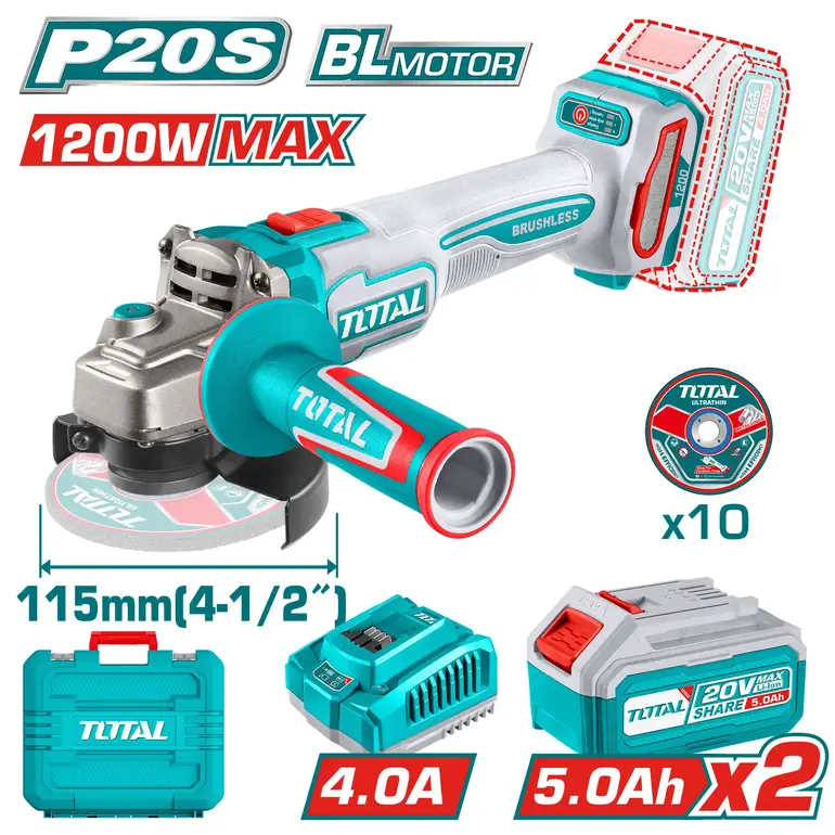 صاروخ بطارية 20V 4-1/2" شنطة بلاستيك مع بطارية إضافية و شاحن   TAGLI2211532 توتال 