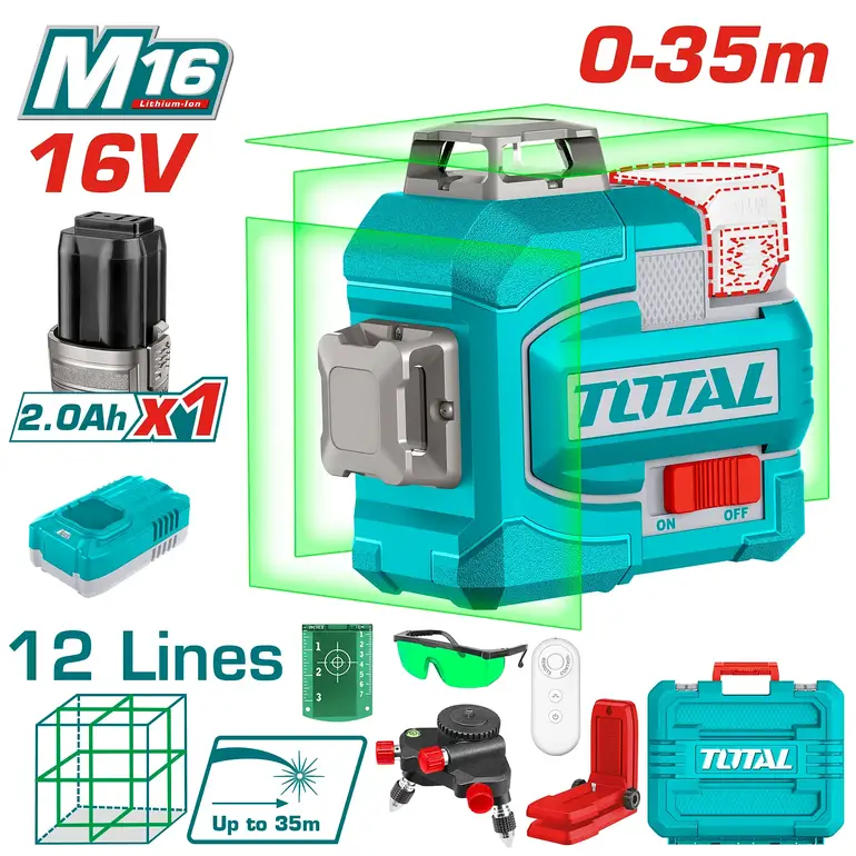 ميزان ليزر الكتروني 35m اخضر 12 Lines   TLL301201 توتال 