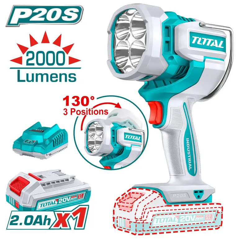 كشاف بطارية 20V 2000Lumens بدون بطارية و شاحن   TWLI20881 توتال 