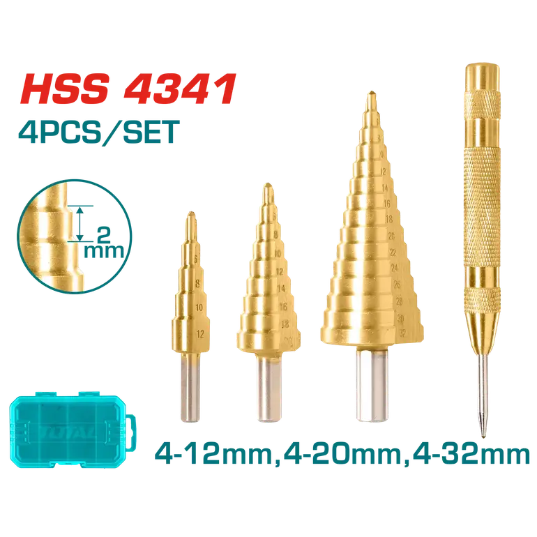 طقم ريشة ثقب هرمية    4PCS  TACSD2041 توتال 