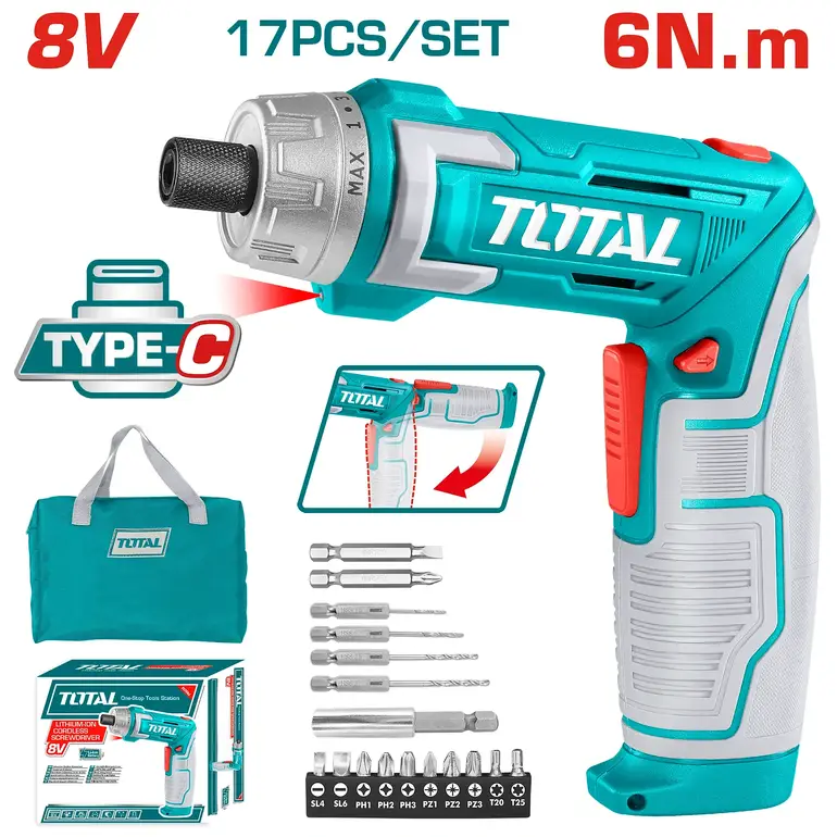 مفك شد على بطارية 8V 17 PCS/SET    TSDLI0802 توتال 