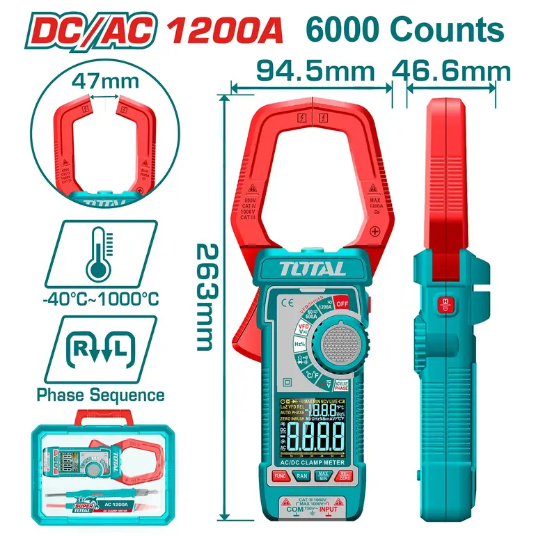 كلامب ميتر ديجيتال DC/AC 1200A    