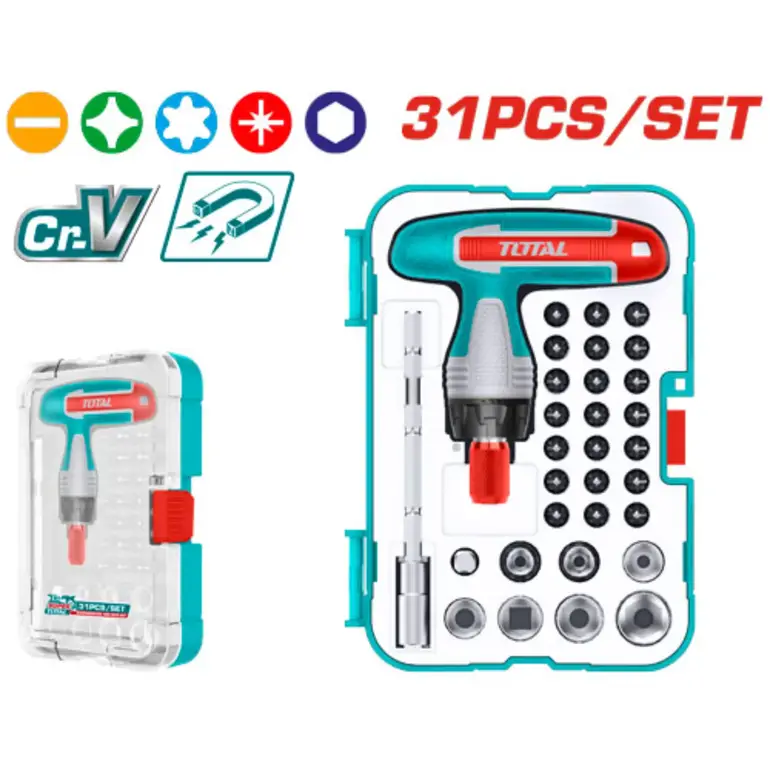 طقم مفكات براغي  31PCS/SET    TACSD30316 توتال 
