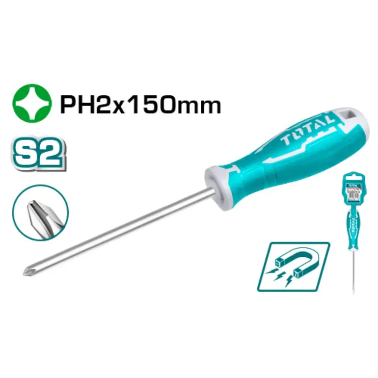 مفك براغي يد ربر PH2X150mm  مصالب   THT26PH2150 توتال 