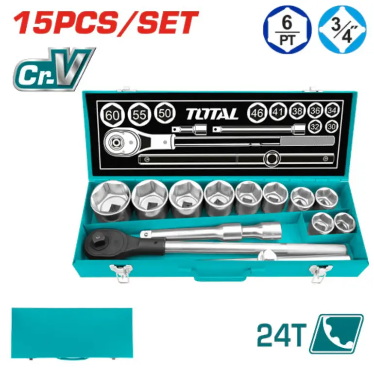 طقم حبوب صندوق معدن 3/4" 15PCS/SET    THT341151 توتال 