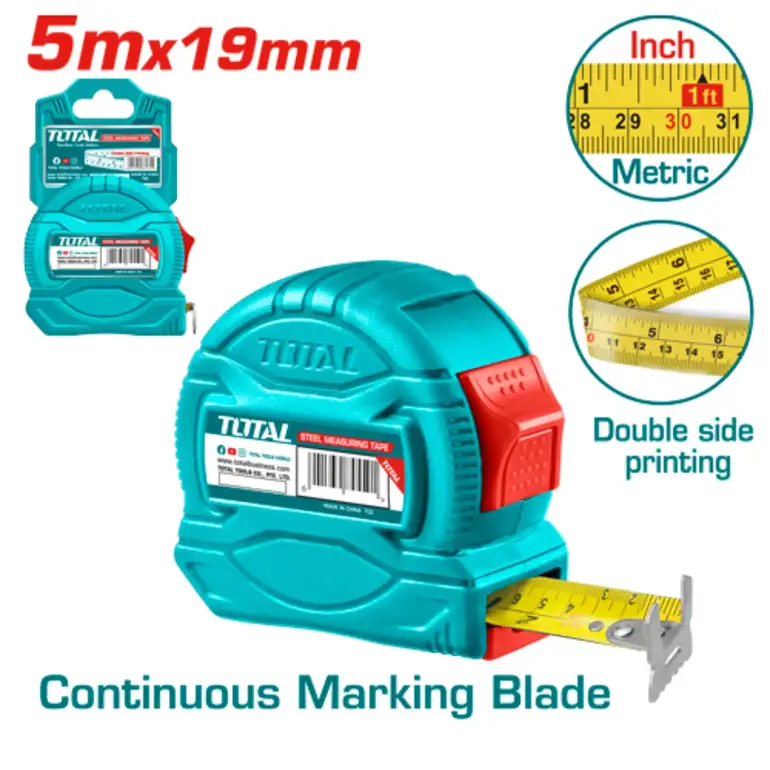 متر بلاستيك وجهين 5mx19mm انش+مم    TMT34519 توتال 
