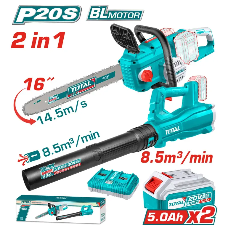 مجموعة منشار شجر مع نفاخ هواء على بطارية 20V 2-IN-1    TOSLI240463 توتال 