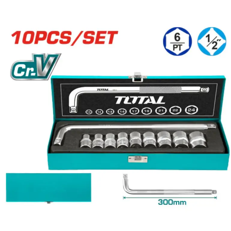 طقم حبوب صندوق معدن 1/2" 10PCS/SET    THTL121101 توتال 
