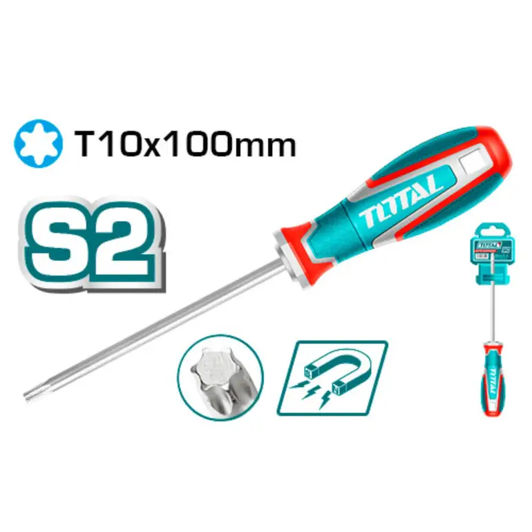 مفك براغي يد ربر نوع اول T10X100mm  نجمة   TSDT10100 توتال 