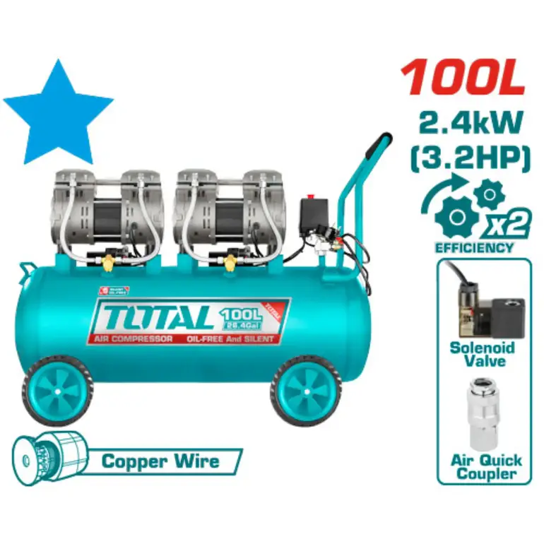 ضاغط هواء 100L 3.2HP محركين صامت  TCS2241008-85 توتال 