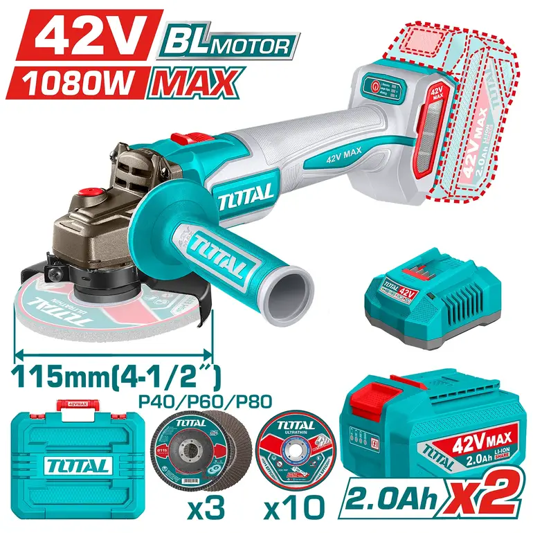 صاروخ بطارية 42V 4-1/2" شنطة بلاستيك مع بطارية إضافية و شاحن   TAGLI4108112 توتال 