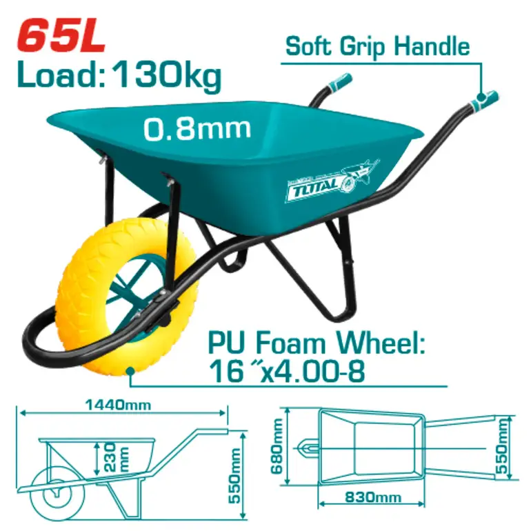عربية زراعية كفر فوم 65L-130Kg     THTWB84008PU توتال 