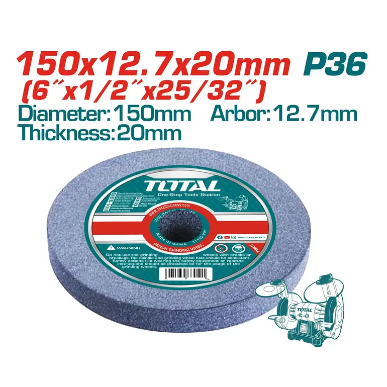 حجر ماكينة جلخ طاولة 150X12.7X20mm  P36   TAC1506026 توتال 