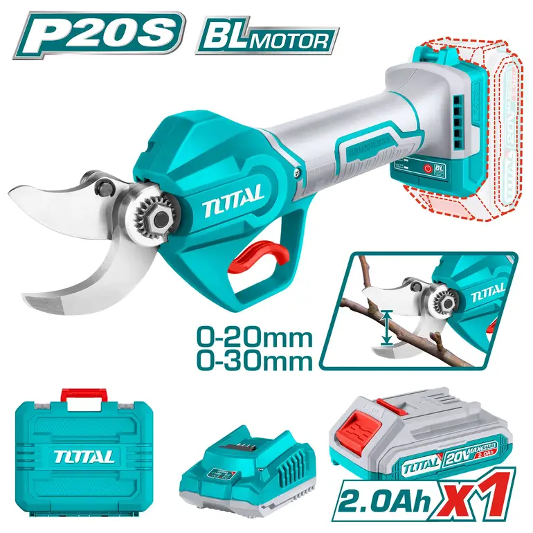 مقص اغصان بطارية 20V 30mm شنطة بلاستيك مع بطارية و شاحن   TSSLI203083 توتال 
