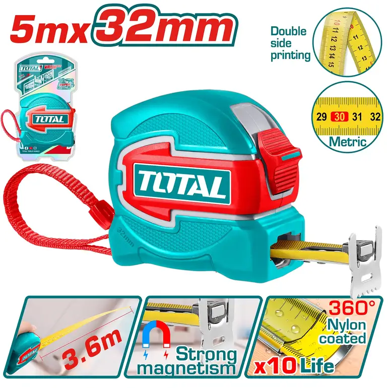 متر ربر وجهين 5mx32mm     TMT80532M توتال 