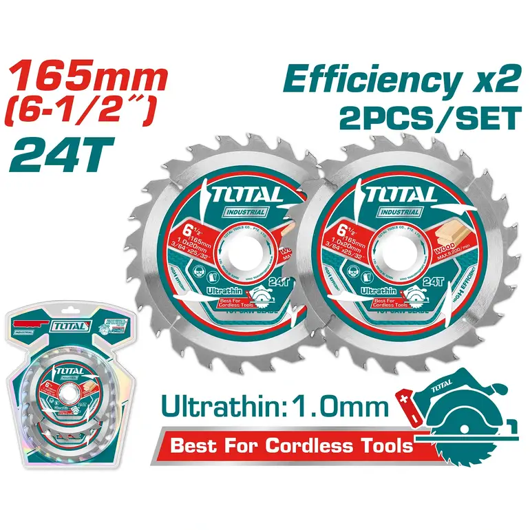 طقم دسك قص خشب دائري 6-1/2" 2PCS/SET 24سن   TAC2331653 توتال 
