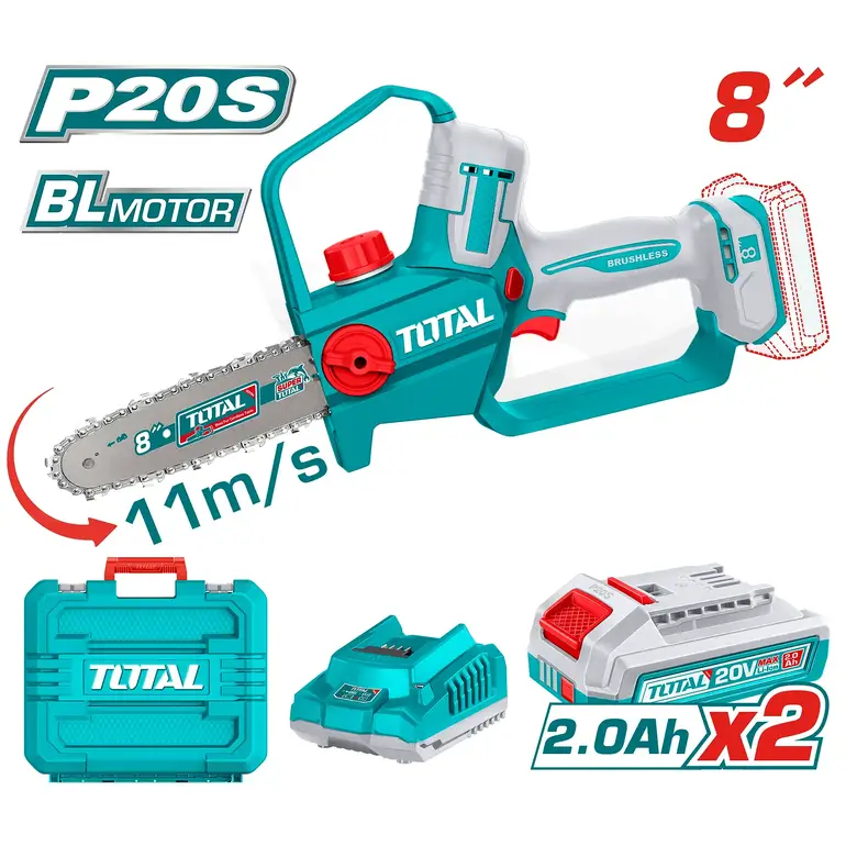 منشار شجر بطارية 20V 8" بطارية واحدة و شاحن   TGSLI20882 توتال 