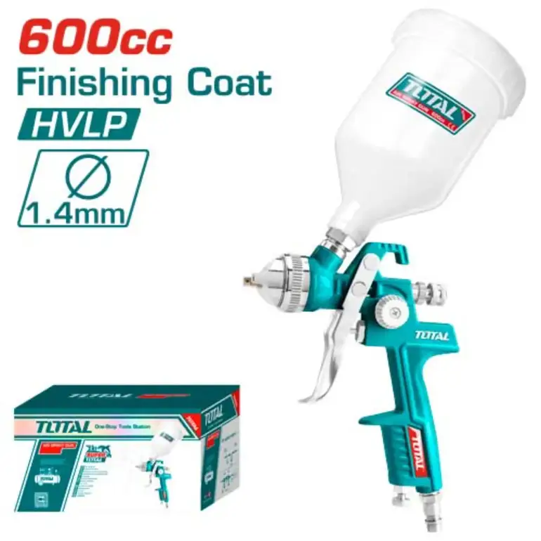 مسدس رش بويا على الهواء 600CC 1.4mm مقلوب كوب بلاستيك   TAT10601 توتال 
