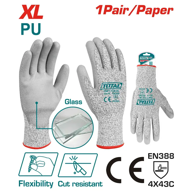 كفوف عمال ربر ضد القطع XL     TSP1702-XL توتال 