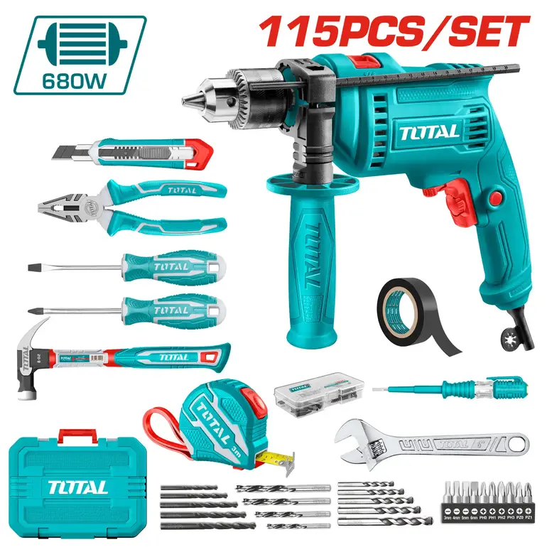 طقم دريل مع عدة شنطة  680W 115PCS/SET    THKTHP1152 توتال 