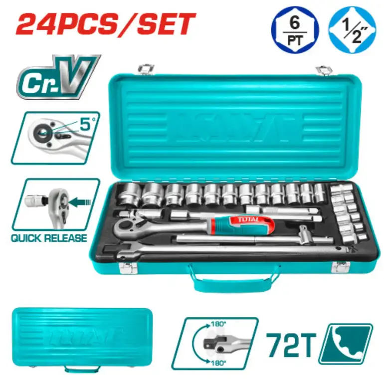 طقم حبوب صندوق معدن 1/2" 24PCS/SET    THT121242 توتال 