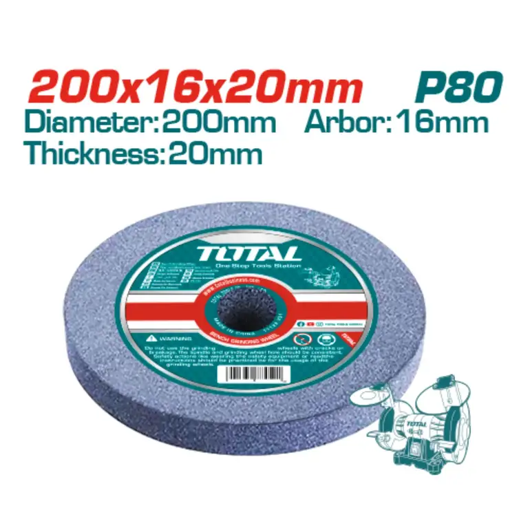 حجر ماكينة جلخ طاولة 200X16X20mm  P80   TAC2008017 توتال 