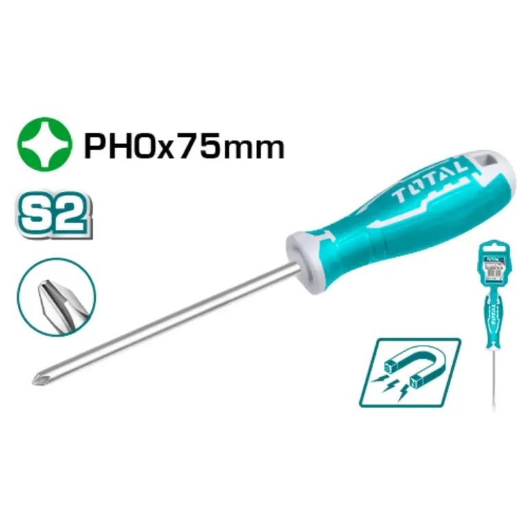 مفك براغي يد ربر PHOX75mm  مصالب   THT26PH0075 توتال 
