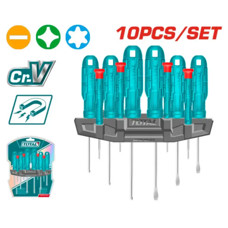 طقم مفكات براغي  10PCS/SET عادي / مصالب / نجمة   THTDC251001 توتال 