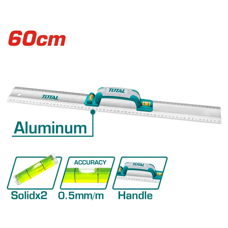 مسطرة معدنية مع ميزان ماء 60cm     TMT222606 توتال 