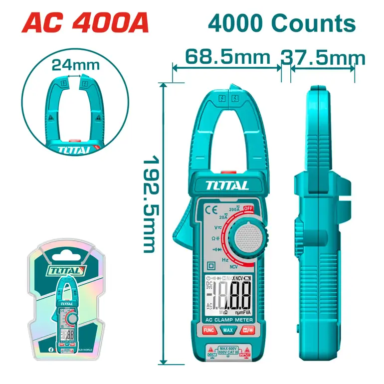 كلامب ميتر ديجيتال AC 400A     TMT762001 توتال 