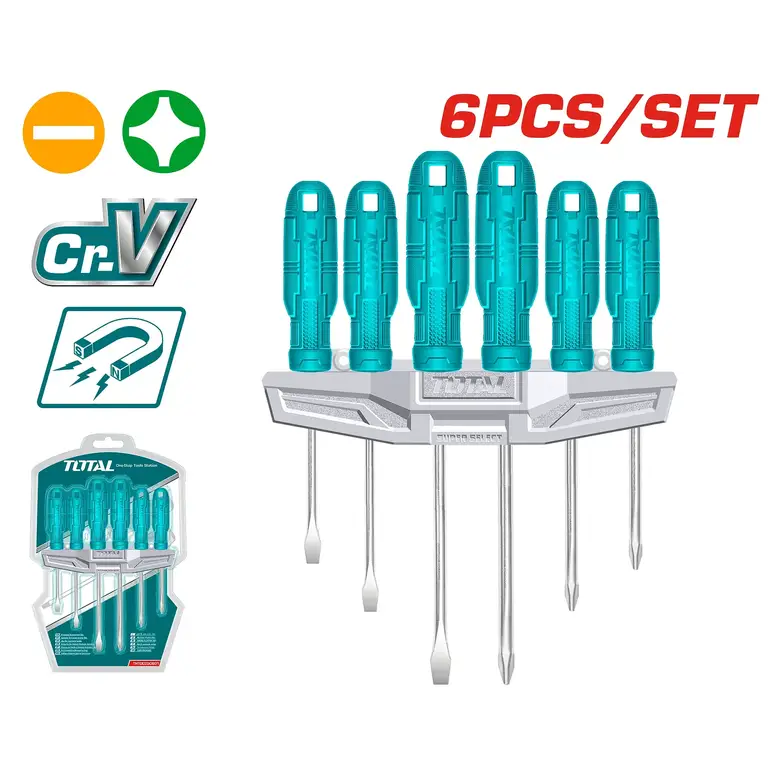 طقم مفكات براغي  6PCS/SET عادي / مصالب   THTDC250601 توتال 