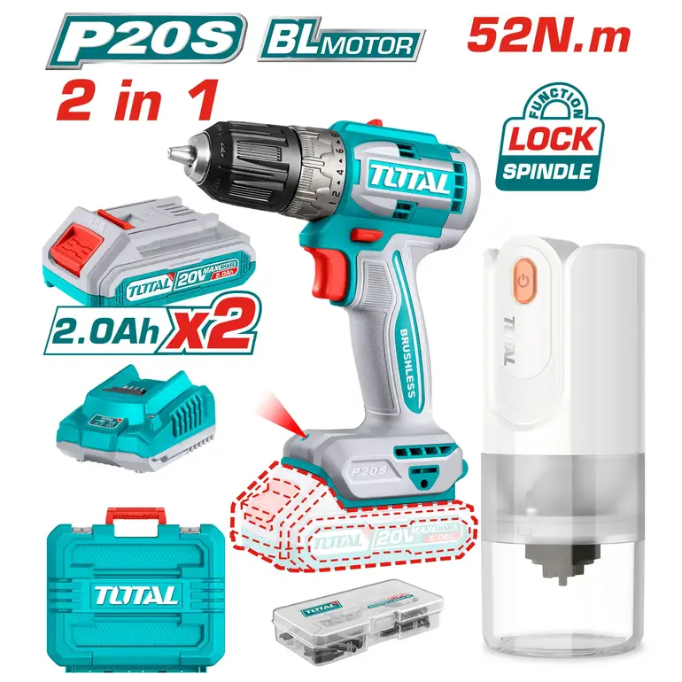 مجموعة دريل بطارية مع مطحنة قهوه 20V     TOSLI240315 توتال 
