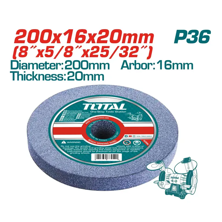 حجر ماكينة جلخ طاولة 200X16X20mm  P36   TAC2008016 توتال 