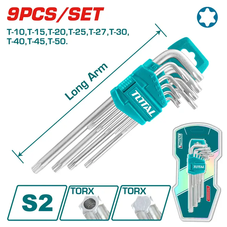 طقم مفاتيح النكي  9PCS/SET نجمة قصير   THT106392 توتال 