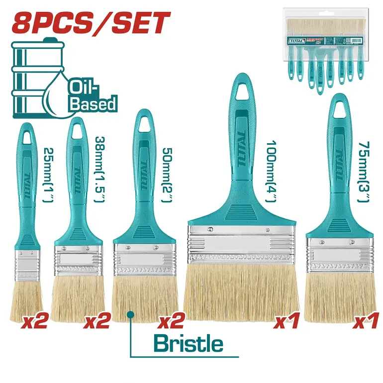 طقم فرشة بويا يد بلاستك  8PCS/SET    THT8450801 توتال 