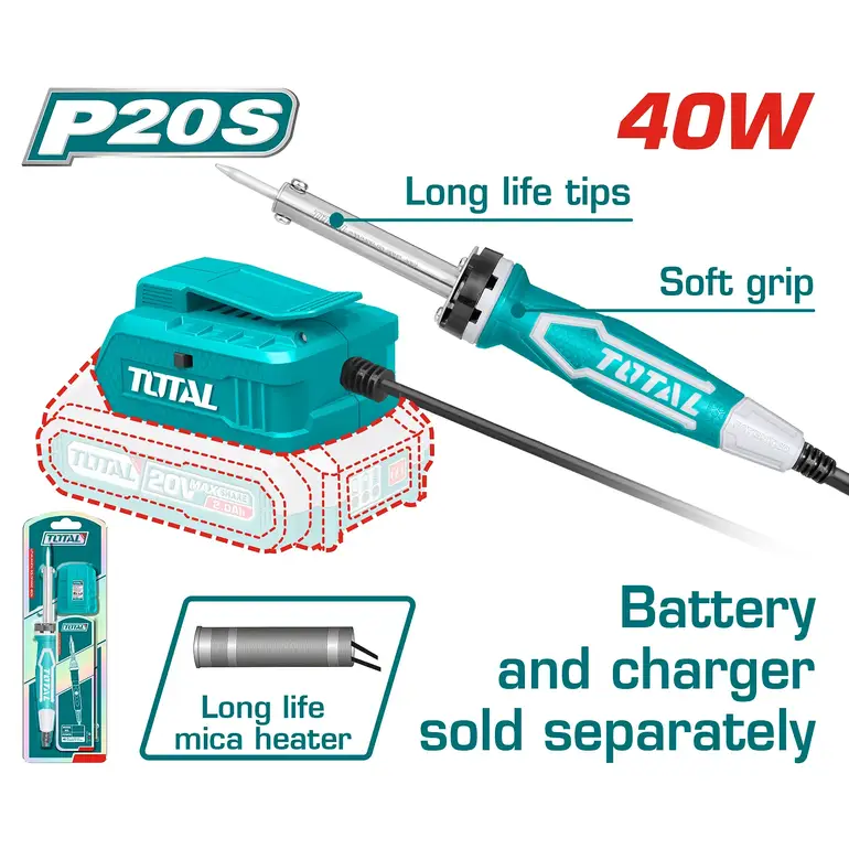 كاوية قصدير بطارية 20V 40W بدون بطارية و شاحن  (المنتج يباع بدون بطارية وشاحن ) TSILI2001 توتال 