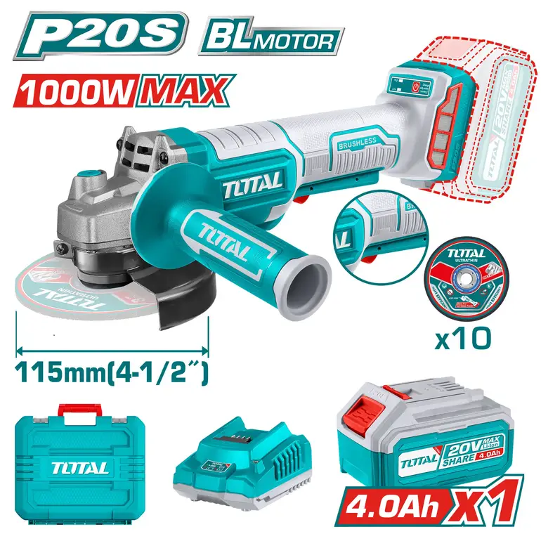 صاروخ بطارية 20V 4-1/2" شنطة بلاستيك مع بطارية و شاحن   TAGLI2111561 توتال 
